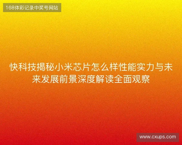 快科技揭秘小米芯片怎么样性能实力与未来发展前景深度解读全面观察